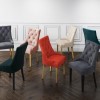 GRADE A1 - Kaylee Luxury Pair of Velvet Dining Chairs Beige with Oak Legs