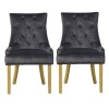 GRADE A1 - Kaylee Luxury Pair of Velvet Dining Chairs Charcoal Grey with Oak Legs