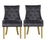 Kaylee Grey Velvet Dining Chairs with Oak Legs- Set of 2