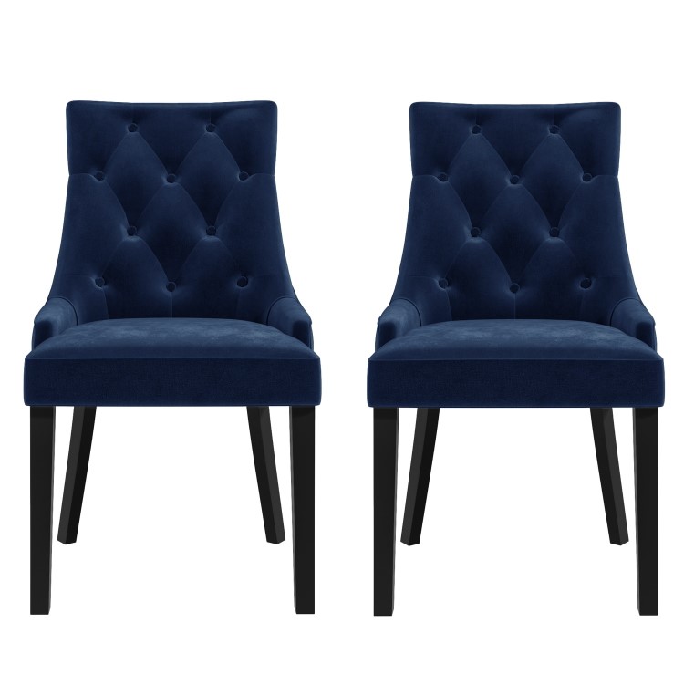 Set of 2 Navy Velvet Dining Chairs - Kaylee