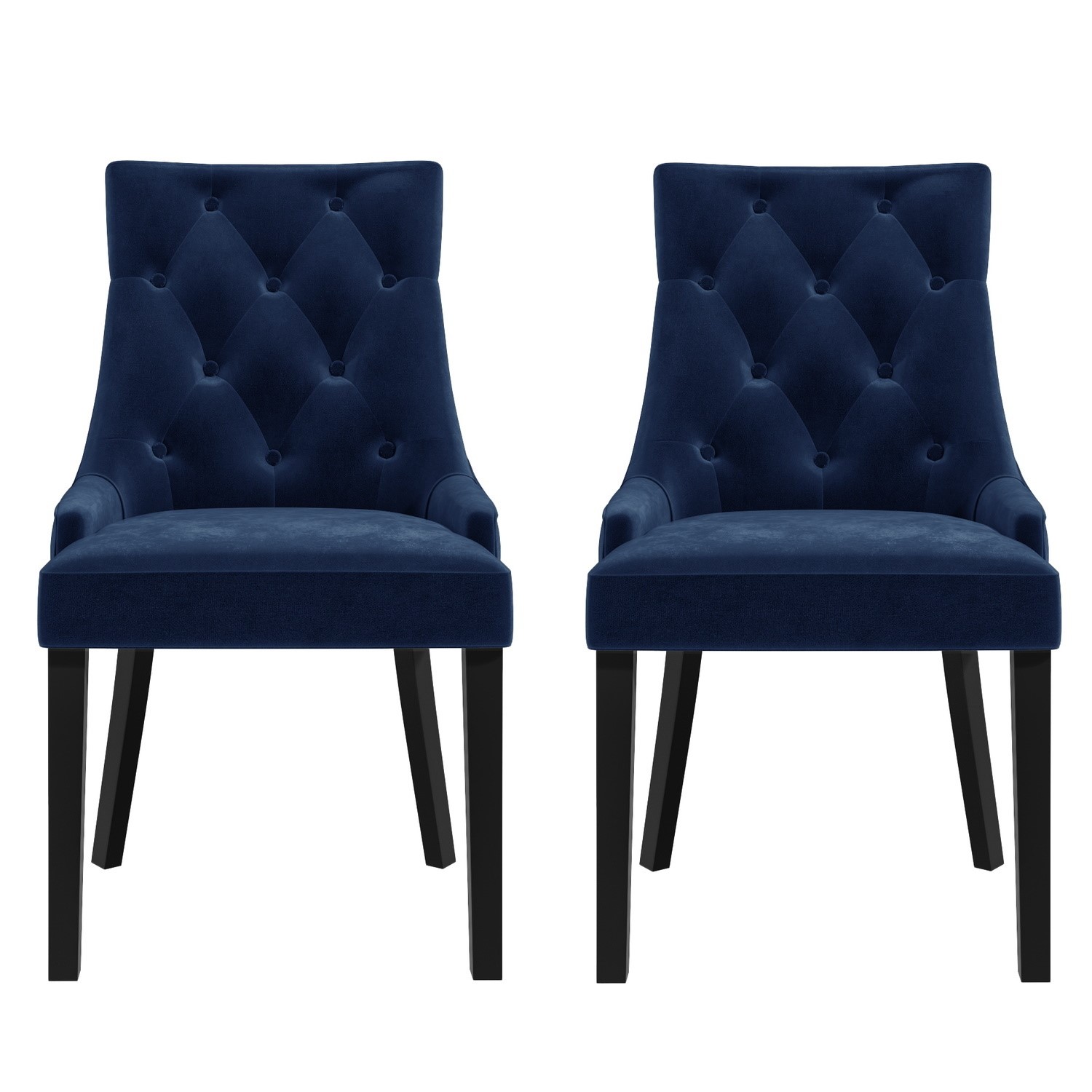 Kaylee Navy Blue Velvet Dining Chairs, Navy Blue Velvet Parsons Chairs