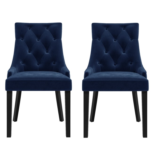 Set of 2 Navy Velvet Dining Chairs - Kaylee