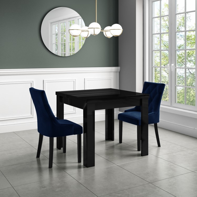 Set of 2 Navy Velvet Dining Chairs - Kaylee