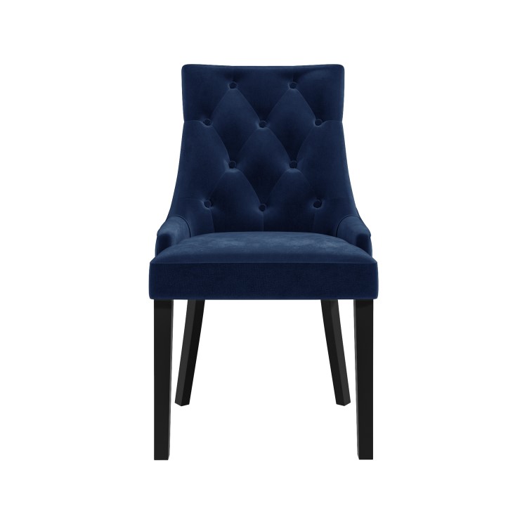 Set of 2 Navy Velvet Dining Chairs - Kaylee