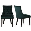 Pair of Buttoned Green Velvet Dining Chairs with Black Legs - Kaylee