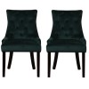 Pair of Buttoned Green Velvet Dining Chairs with Black Legs - Kaylee
