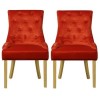 GRADE A1 - Set of 2 Orange Velvet Dining Chairs with Oak Legs