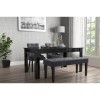 GRADE A1 - Kaylee Luxury Dining Bench Charcoal Grey with Black Legs
