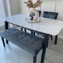 Grey Velvet Dining Bench - Seats 2 - Kaylee
