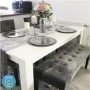 GRADE A2 - Kaylee Grey Velvet Dining Bench with Black Legs