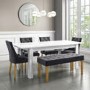 Kaylee Grey Velvet Dining Bench with Oak Legs