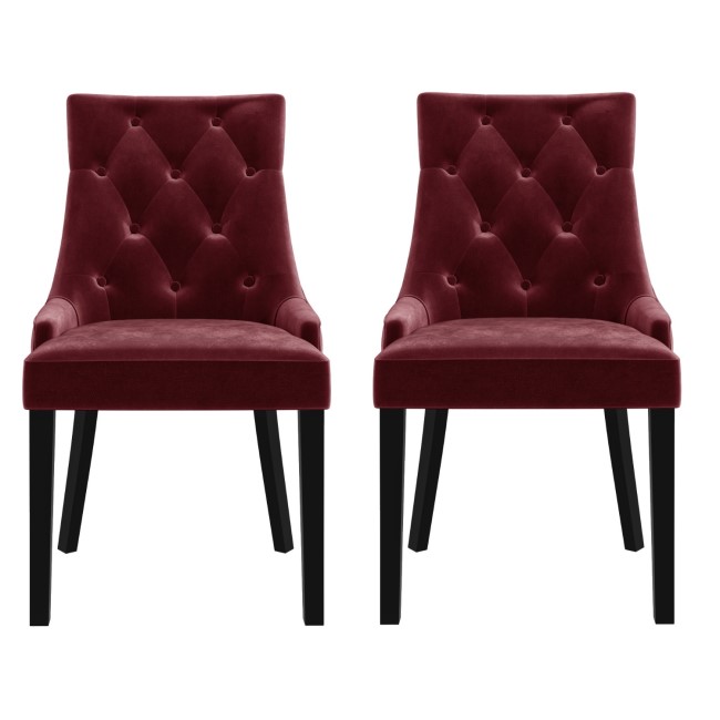 Set of 2 Red Velvet Dining Chairs - Kaylee