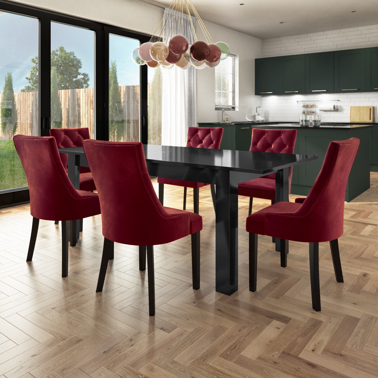 Red Velvet Dining Room Chairs