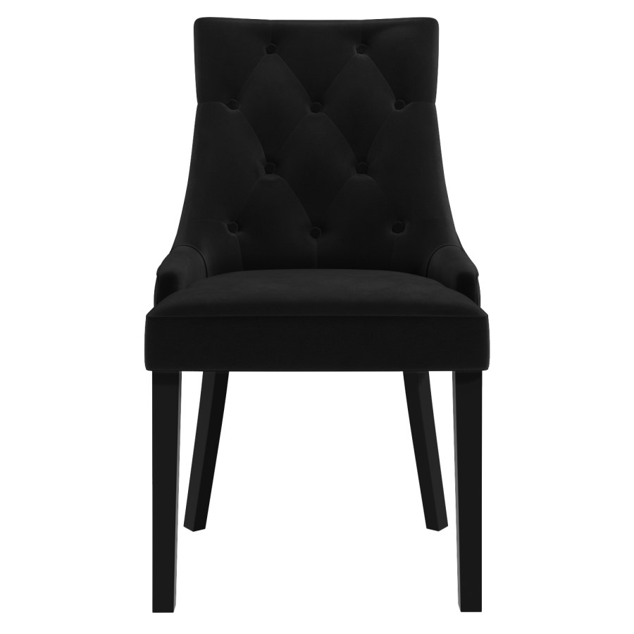 Set of 2 Black Velvet Dining Chairs with Black Legs - Kaylee
