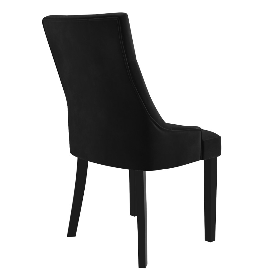 Set of 2 Black Velvet Dining Chairs with Black Legs - Kaylee