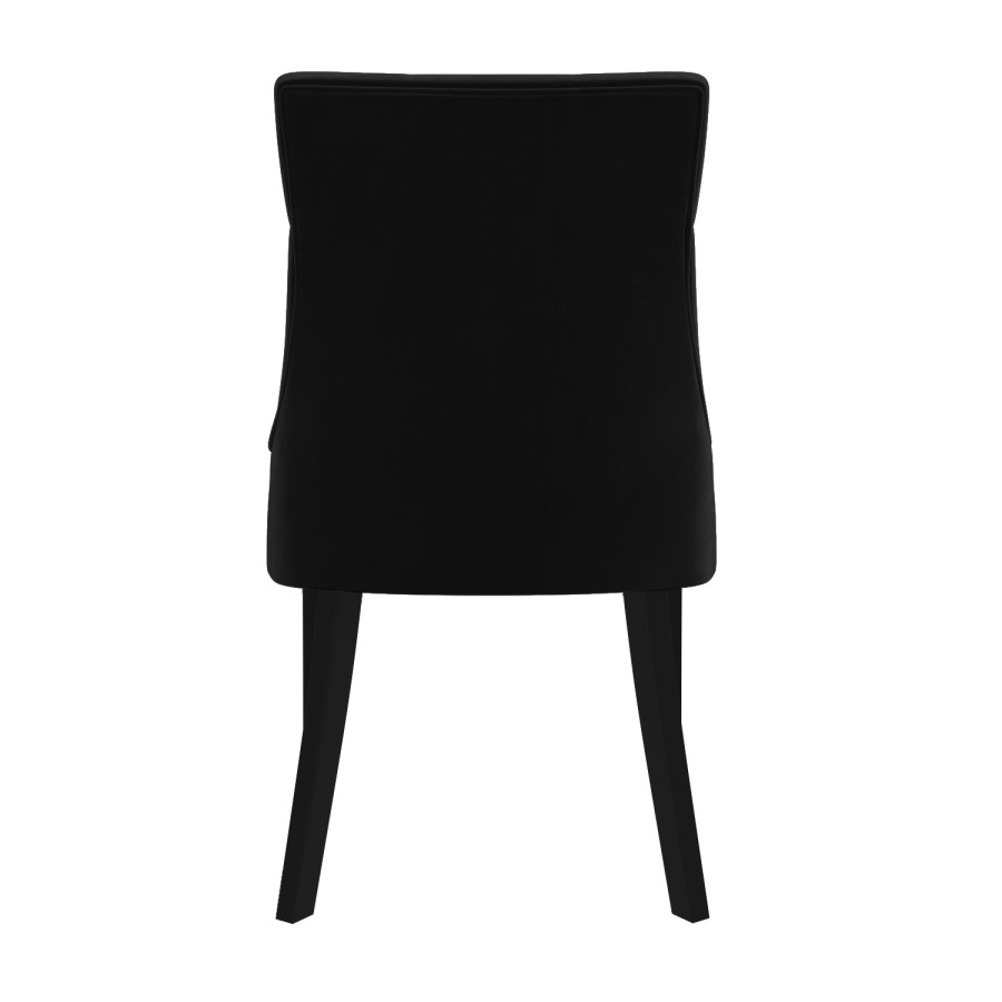 Set of 2 Black Velvet Dining Chairs with Black Legs - Kaylee