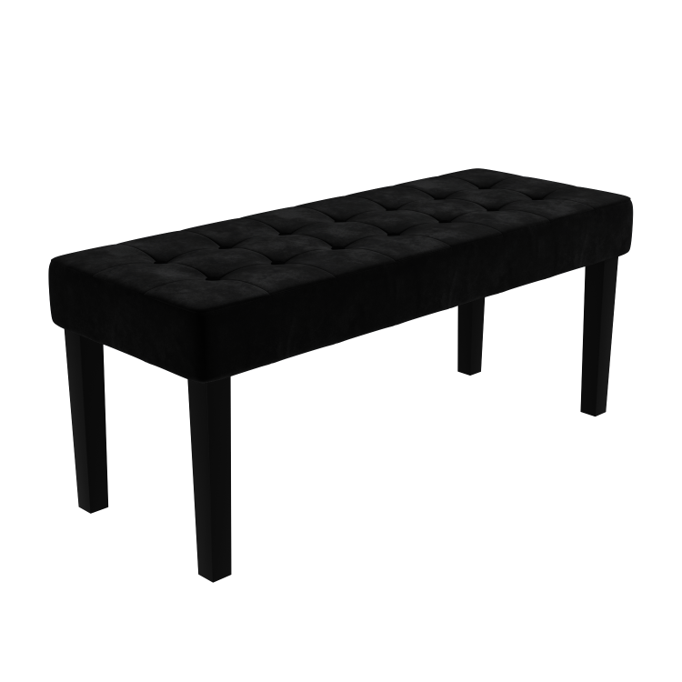 Black Velvet Dining Bench with Black Legs - Seats 2 - Kaylee