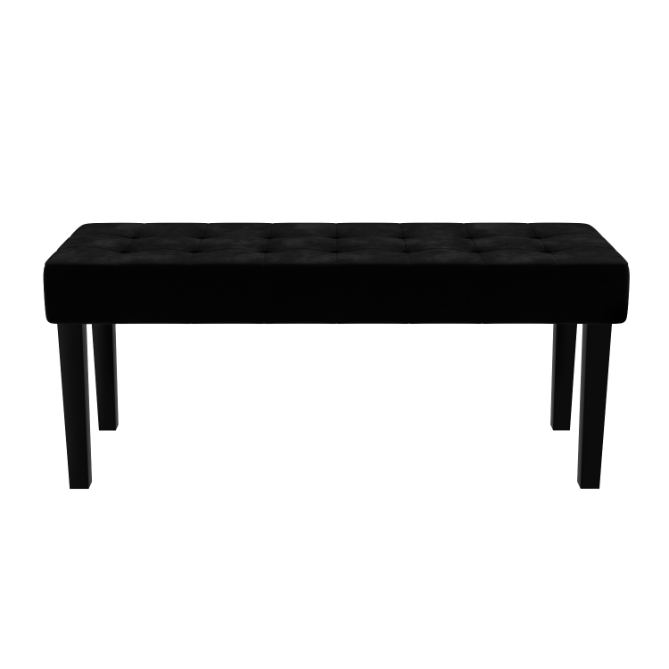 Black Velvet Dining Bench with Black Legs - Seats 2 - Kaylee