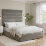 Mink Velvet Double Ottoman Bed with Tall Cushioned Headboard - Kendall