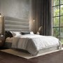 Mink Velvet King Size Ottoman Bed with Cushioned Headboard - Kendall