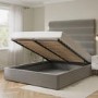 Mink Brown Velvet King Size Ottoman Bed with Cushioned Headboard - Kendall