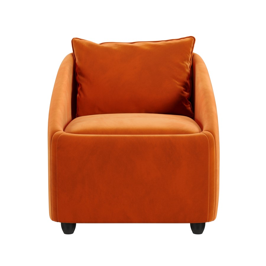 Orange Velvet Armchair - Kenko