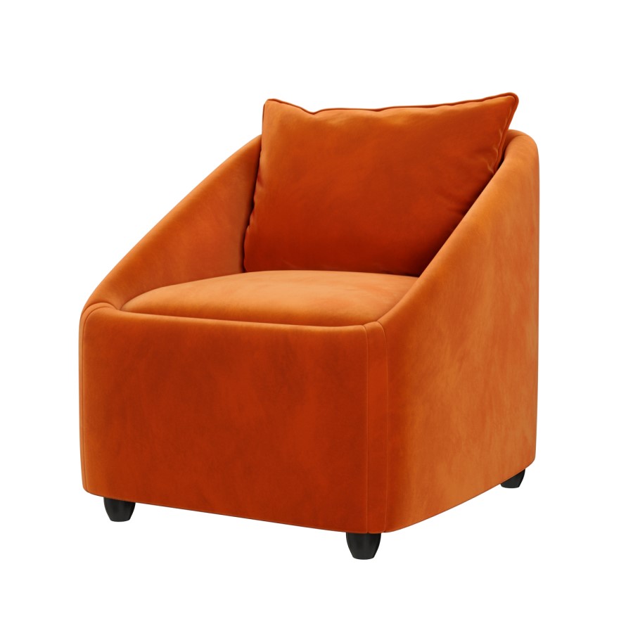 Orange Velvet Armchair - Kenko