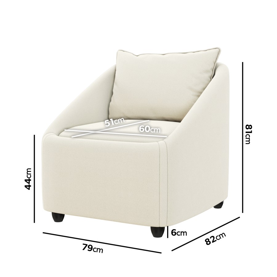 Cream Fabric Armchair - Kenko