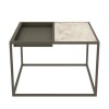 Square Grey Tray Coffee Table with White Marble Top - Modern
