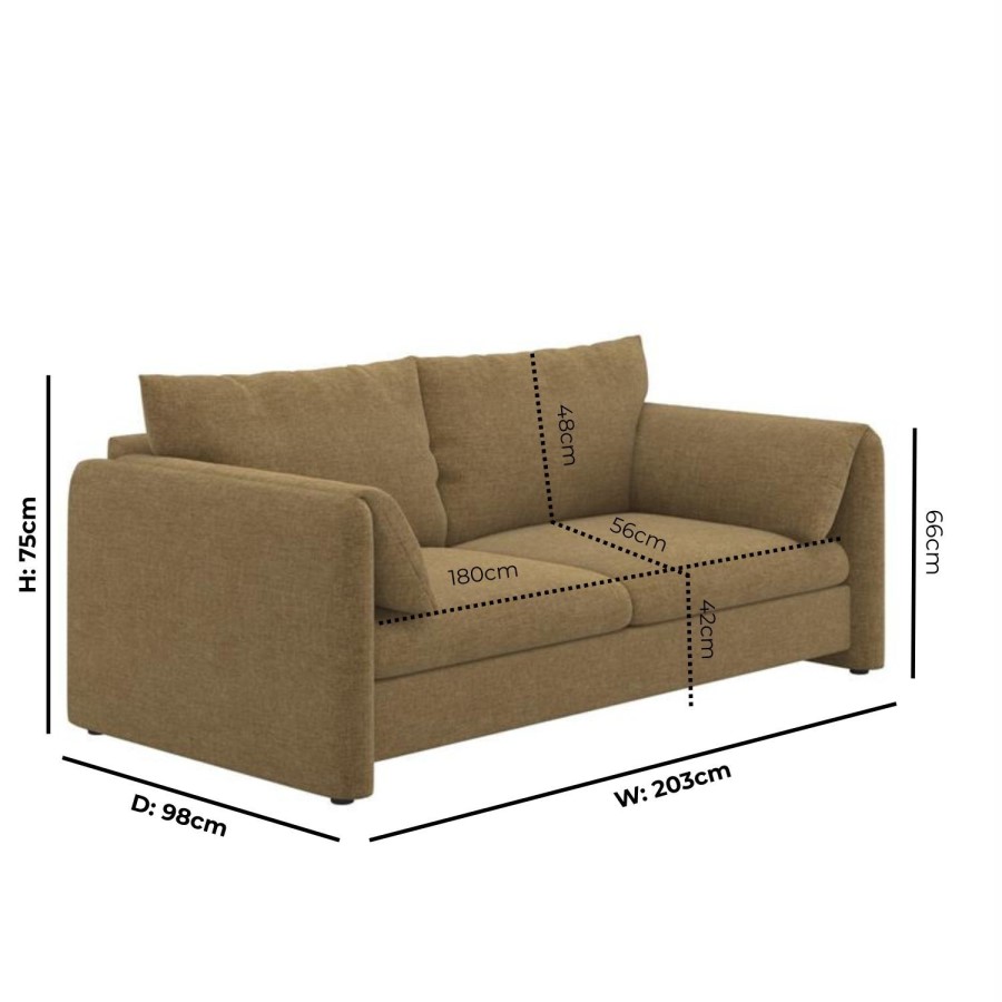 Khaki Brown Chenille 3 Seater Sofa – Kennedy 
