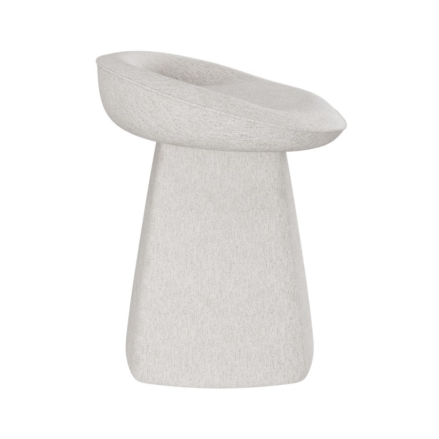 Off-white Textured Fabric Swivel Stool - Koda