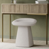 Off-white Textured Fabric Swivel Stool - Koda