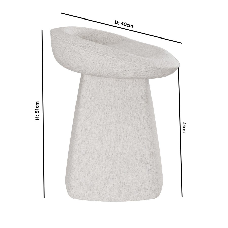 Off-white Textured Fabric Swivel Stool - Koda
