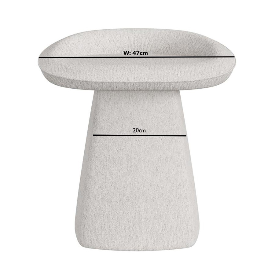Off-white Textured Fabric Swivel Stool - Koda