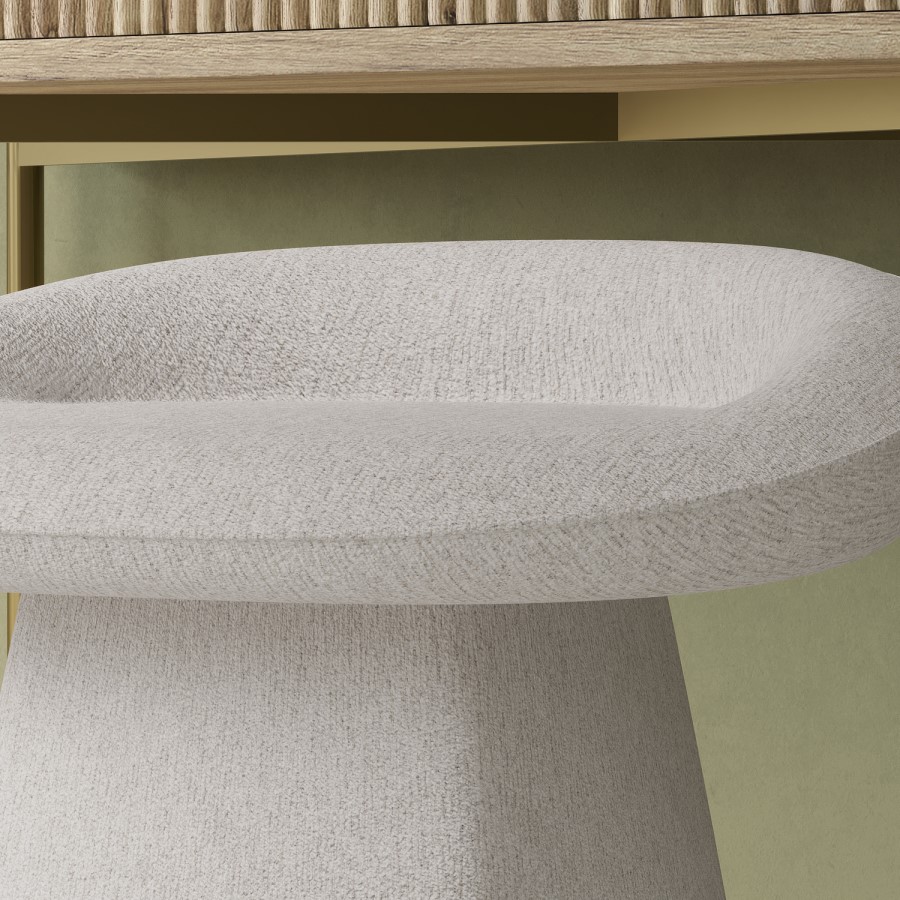 Off-white Textured Fabric Swivel Stool - Koda