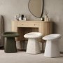 Off-white Textured Fabric Swivel Stool - Koda