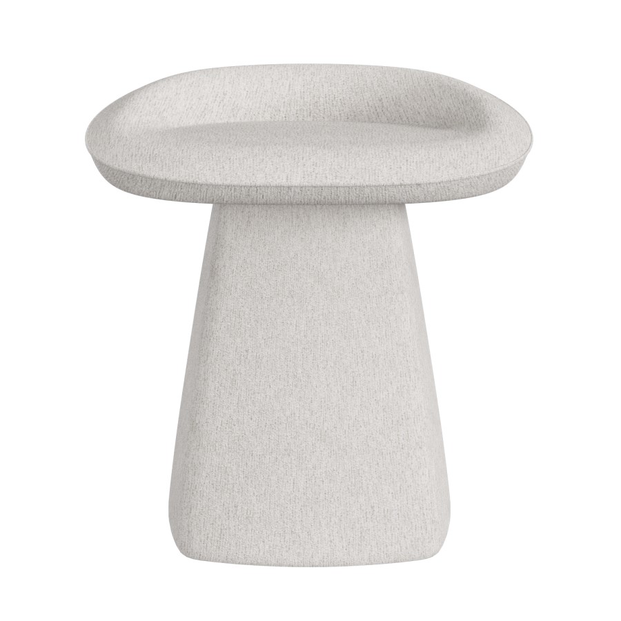 Off-white Textured Fabric Swivel Stool - Koda