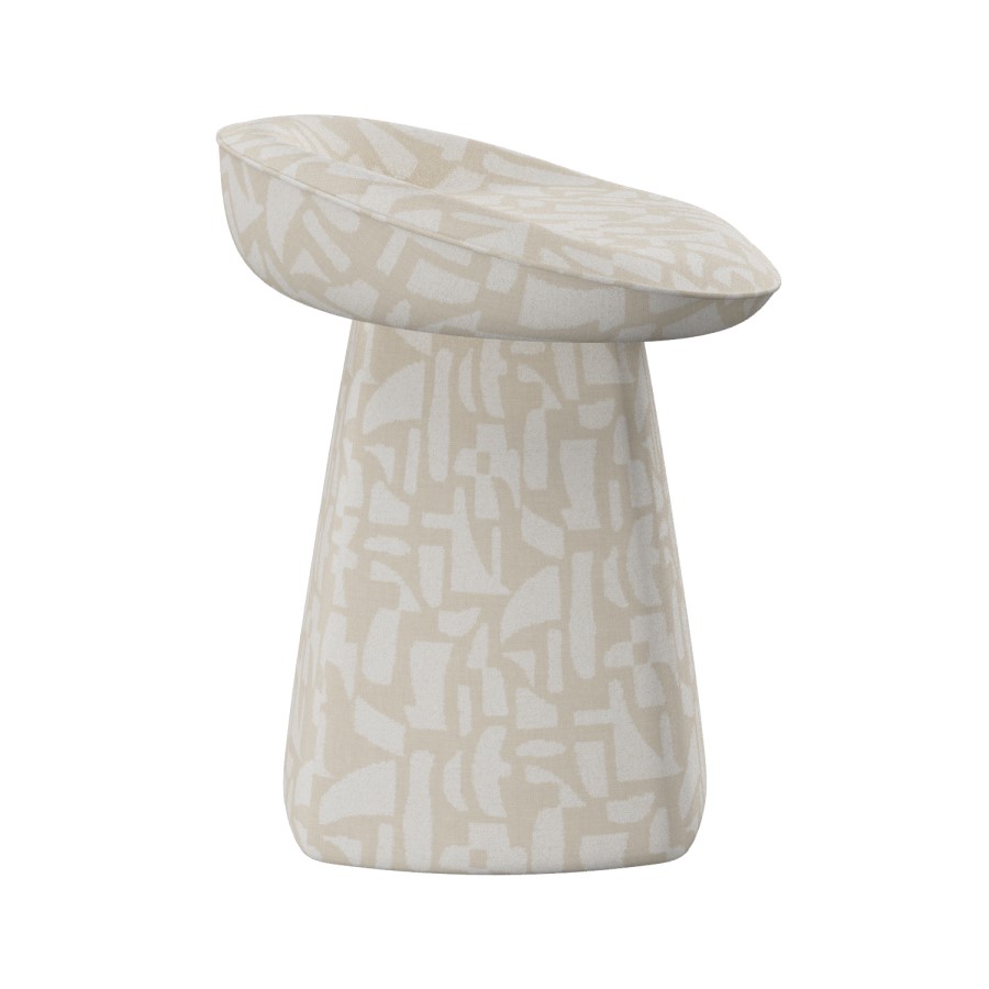 Cream Patterned Fabric Swivel Stool - Koda