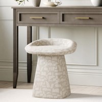 Cream Patterned Fabric Swivel Stool - Koda