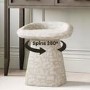 Cream Patterned Fabric Swivel Stool - Koda