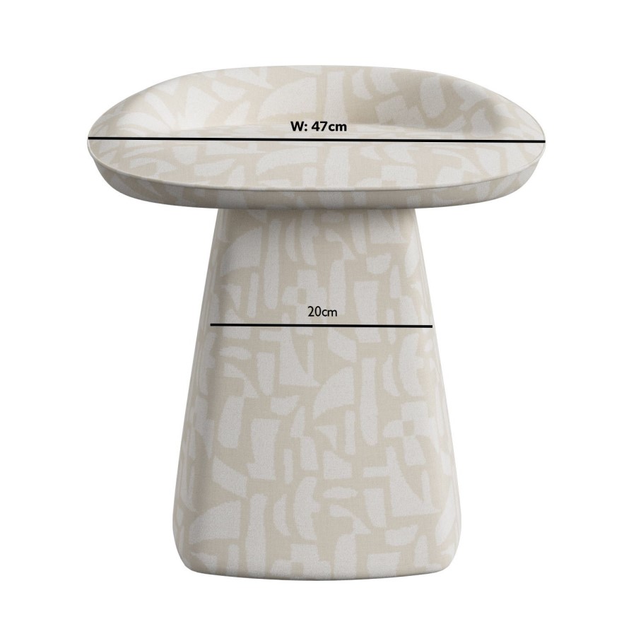 Cream Patterned Fabric Swivel Stool - Koda