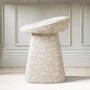 Cream Patterned Fabric Swivel Stool - Koda