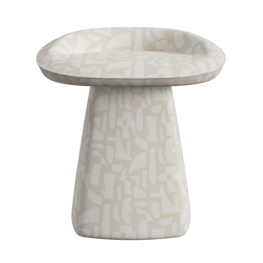 Cream Patterned Fabric Swivel Stool - Koda