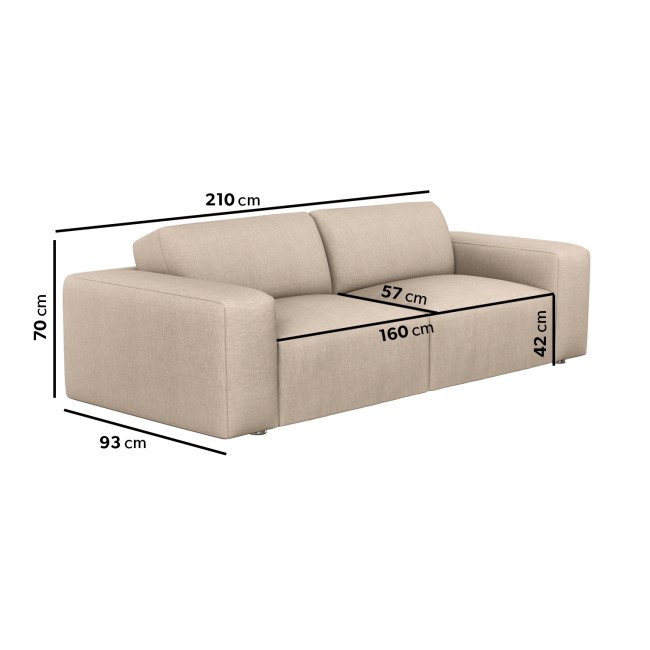 Beige 3 Seater Sofa in Woven Fabric - Kolt