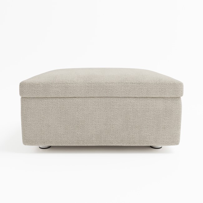 Large Beige Fabric Footstool with Storage - Kolt