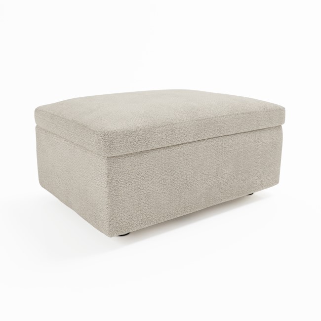 Large Beige Fabric Footstool with Storage - Kolt