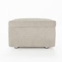 Large Beige Fabric Footstool with Storage - Kolt