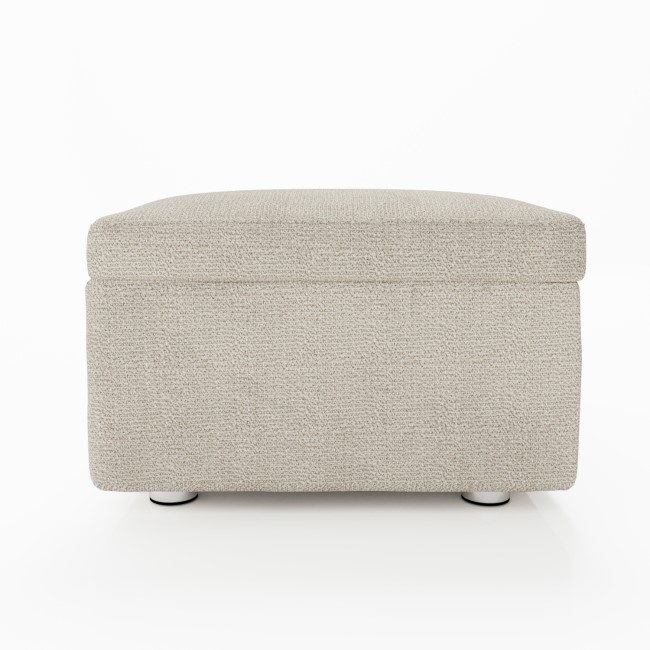 Large Beige Fabric Footstool with Storage - Kolt