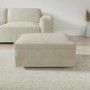 Large Beige Fabric Footstool with Storage - Kolt