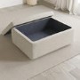 Large Beige Fabric Footstool with Storage - Kolt